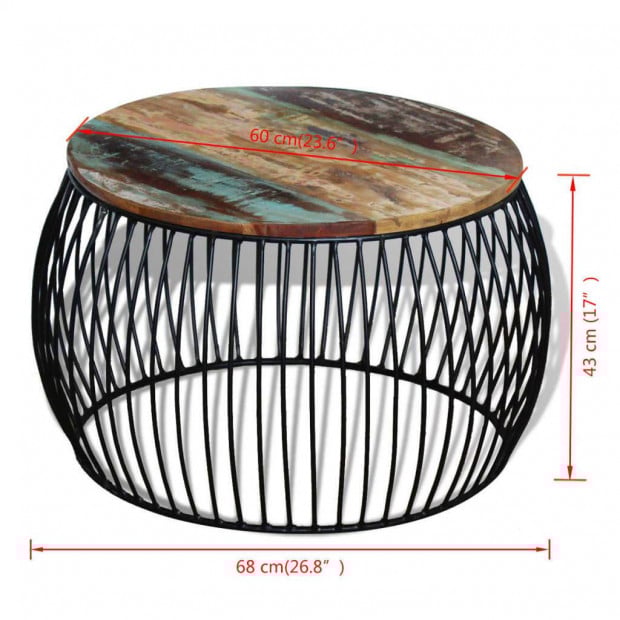 Coffee Table Round Solid Reclaimed Wood 68x43 Cm Image 7