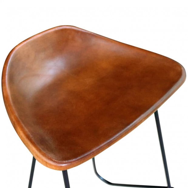 Bar Chairs 2 Pcs Black And Brown Real Leather Image 4