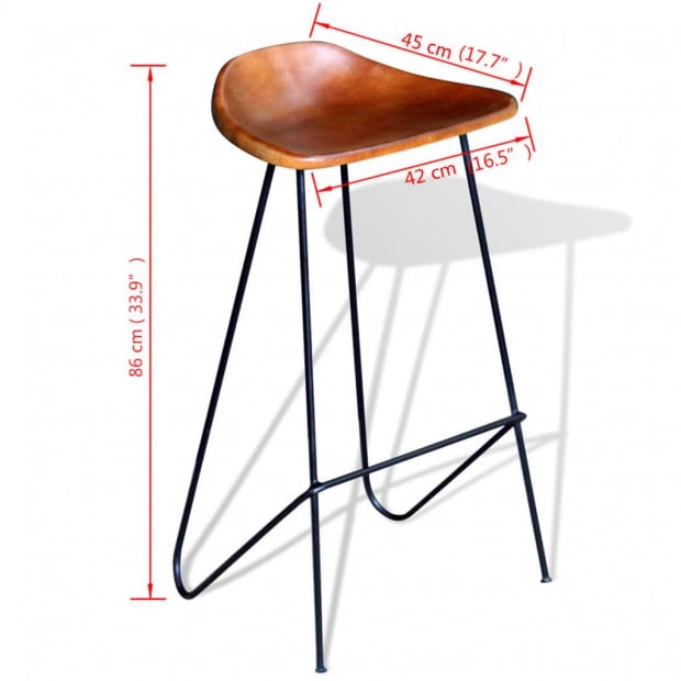 Bar Chairs 2 Pcs Black And Brown Real Leather Image 5