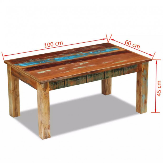 Coffee Table Solid Reclaimed Wood 100x60x45 Cm Image 8