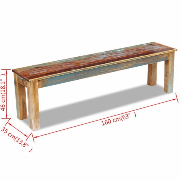 Bench Solid Reclaimed Wood 160x35x46 Cm Image 8