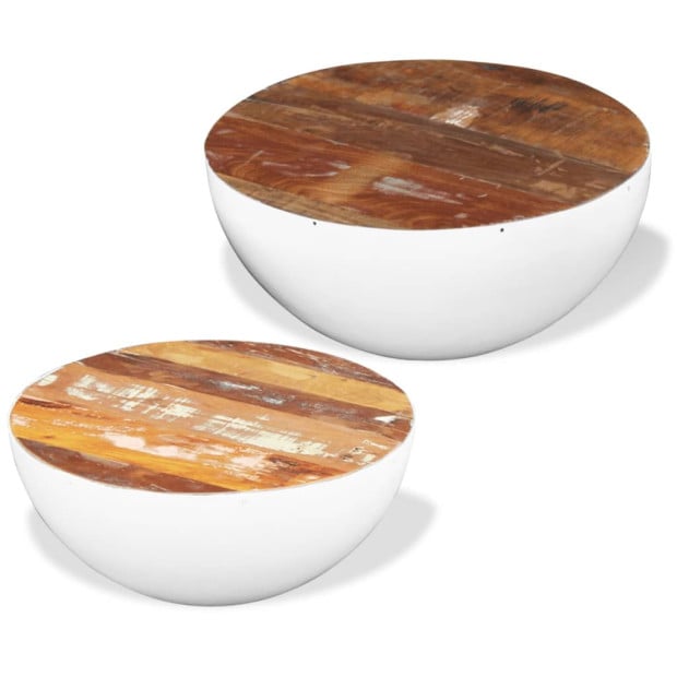 Two Piece Bowl Shaped Coffee Table Set Solid Reclaimed Image 2