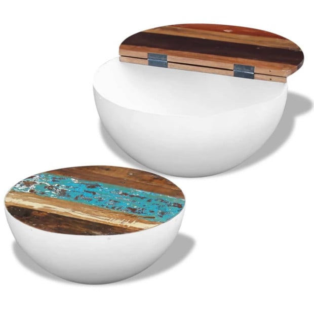 Two Piece Bowl Shaped Coffee Table Set Solid Reclaimed Image 6