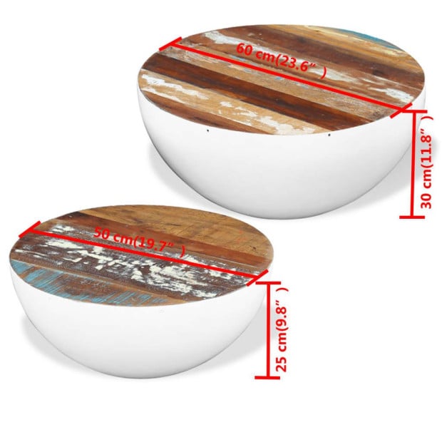 Two Piece Bowl Shaped Coffee Table Set Solid Reclaimed Image 8