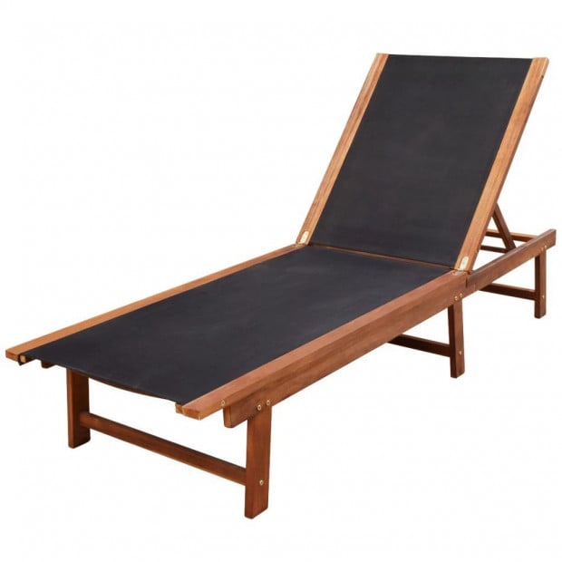Sun Loungers 2 Pcs With Table Solid Acacia Wood And Textilene Image 2