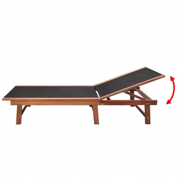 Sun Loungers 2 Pcs With Table Solid Acacia Wood And Textilene Image 5