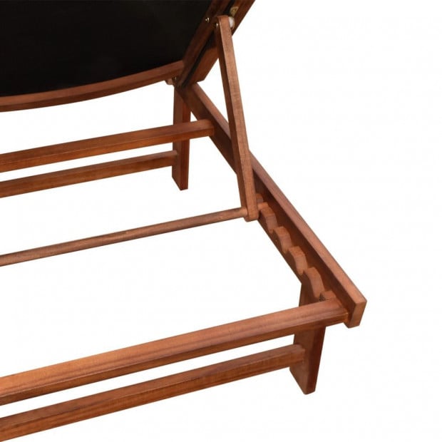 Sun Loungers 2 Pcs With Table Solid Acacia Wood And Textilene Image 6