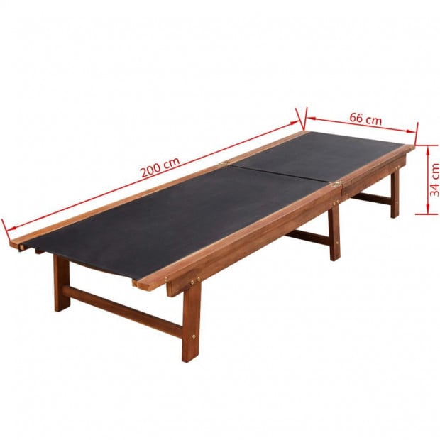 Sun Loungers 2 Pcs With Table Solid Acacia Wood And Textilene Image 9