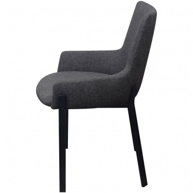 Dining Chairs 6 Pcs Dark Grey Fabric Image 3