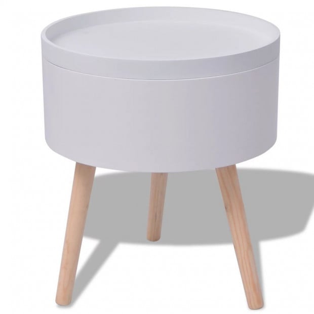 Side Table With Serving Tray Round 39.5x44.5 Cm White Image 4