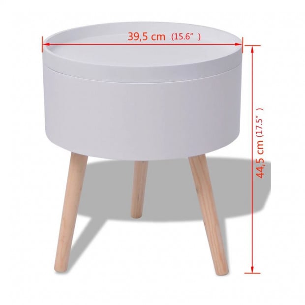 Side Table With Serving Tray Round 39.5x44.5 Cm White Image 6