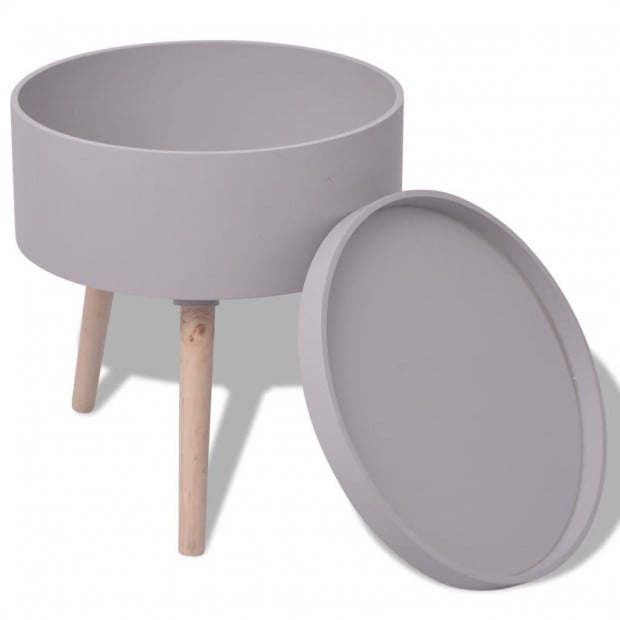 Side Table With Serving Tray Round 39.5x44.5 Cm Grey Image 2