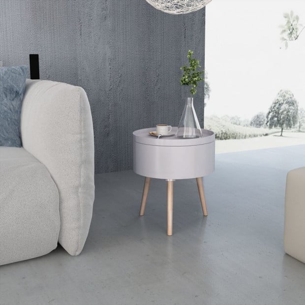 Side Table With Serving Tray Round 39.5x44.5 Cm Grey Image 3