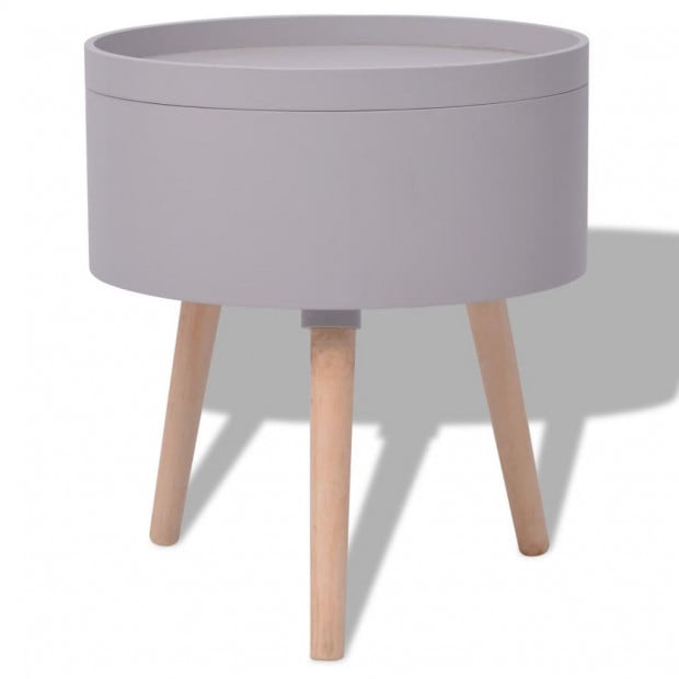 Side Table With Serving Tray Round 39.5x44.5 Cm Grey Image 4