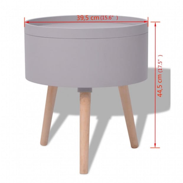Side Table With Serving Tray Round 39.5x44.5 Cm Grey Image 6