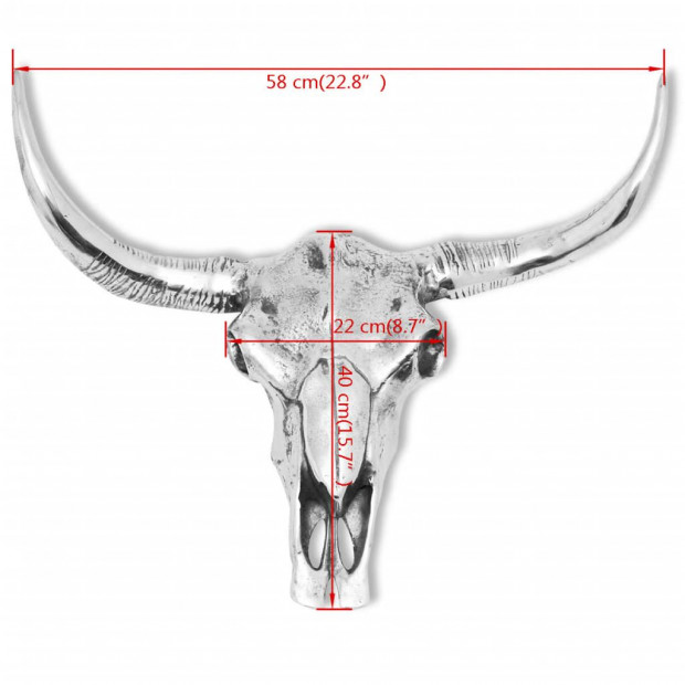 Skull Head Decoration Wall-mounted Aluminium Silver Image 7