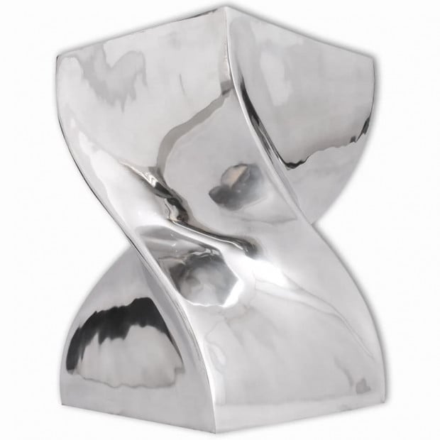 Stool/side Table Twisted Shape Aluminium Silver