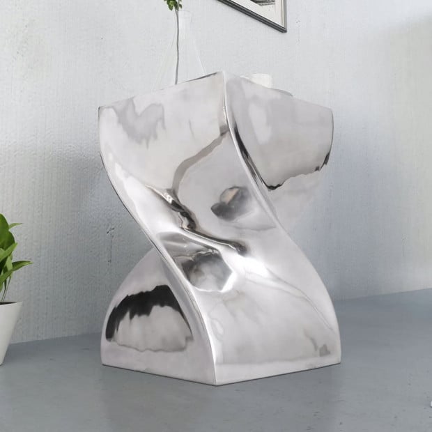 Stool/side Table Twisted Shape Aluminium Silver Image 2