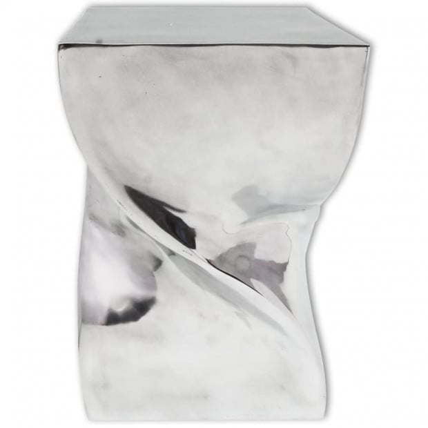 Stool/side Table Twisted Shape Aluminium Silver Image 4