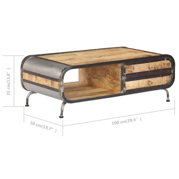 Coffee Table 100x50x35 Cm Solid Mango Wood Image 8
