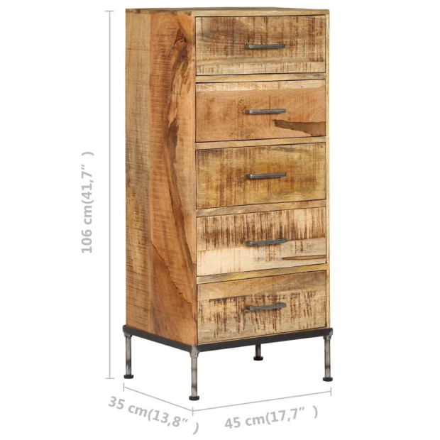 Chest Of Drawers 45x35x106 Cm Solid Mango Wood Image 8