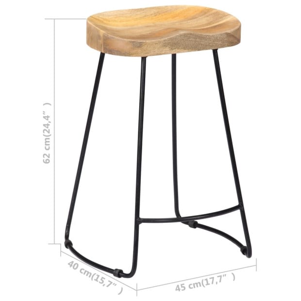 Bar Stools 2 Pcs Solid Wood 45x40x62 cm Image 9