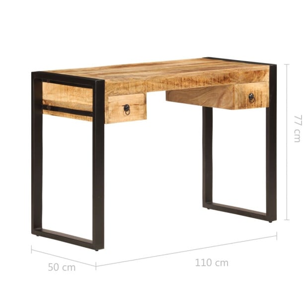 Desk With 2 Drawers 110x50x77 Cm Solid Mango Wood Image 9