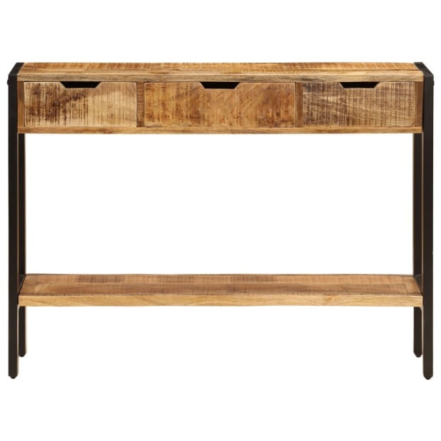 Sideboard With 3 Drawers 110x35x75 Cm Solid Mango Wood Image 4