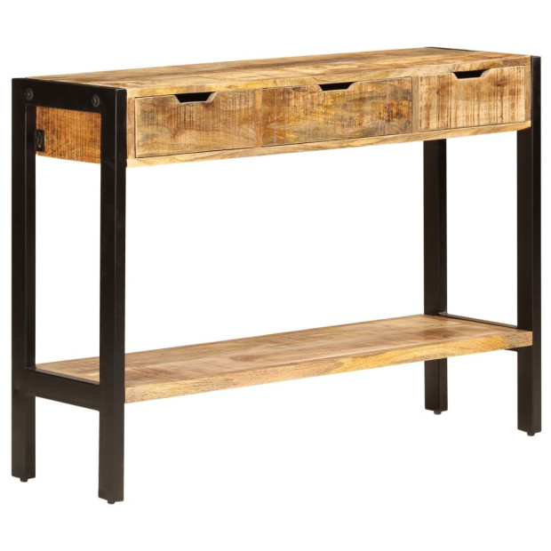 Sideboard With 3 Drawers 110x35x75 Cm Solid Mango Wood Image 9