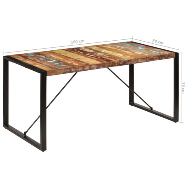 Dining Table 160x80x75 Cm Solid Reclaimed Wood Image 8
