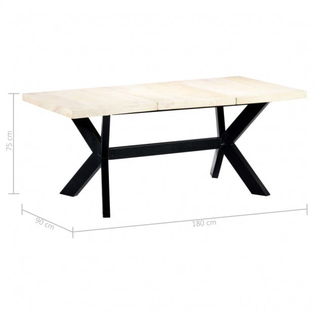 Dining Table White 180x90x75 Cm Solid Mango Wood Image 5