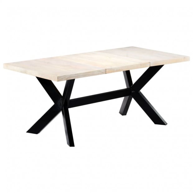 Dining Table White 180x90x75 Cm Solid Mango Wood Image 6