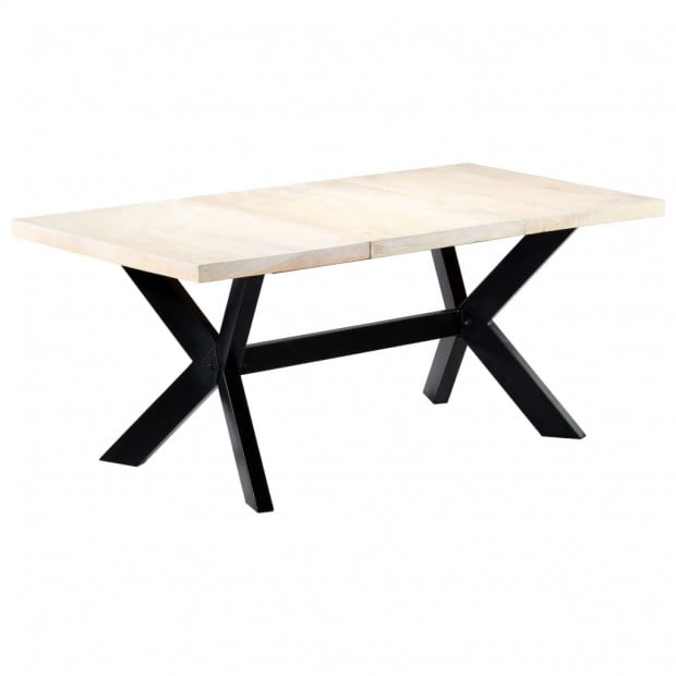 Dining Table White 180x90x75 Cm Solid Mango Wood Image 7