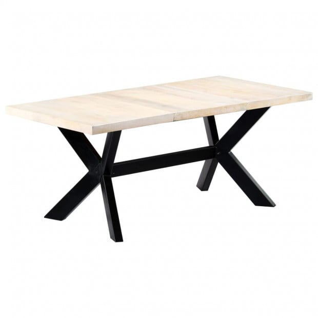 Dining Table White 180x90x75 Cm Solid Mango Wood Image 9