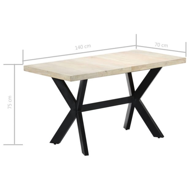 Dining Table 140x70x75 Cm Solid Bleached Mango Wood Image 7