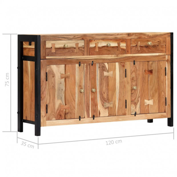 Sideboard 120x35x75 Cm Solid Acacia Wood Image 9