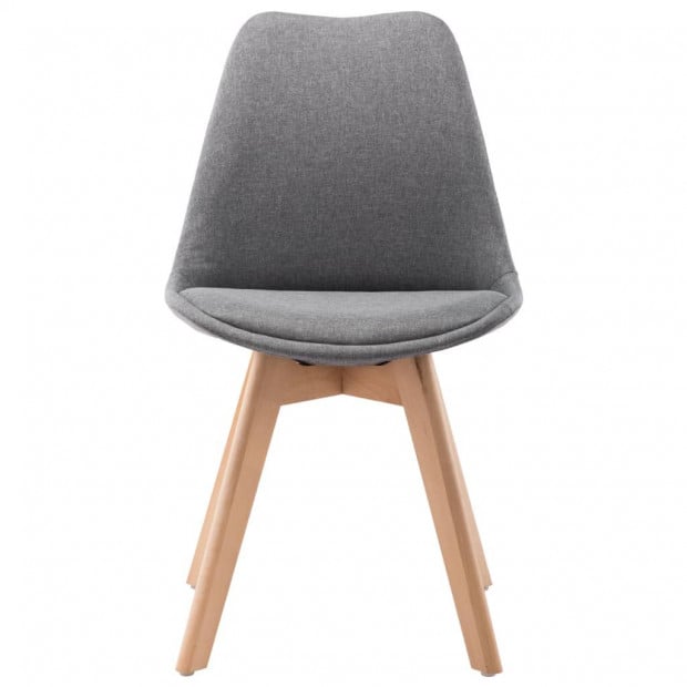 Dining Chairs 6 Pcs Light Grey Fabric Image 4