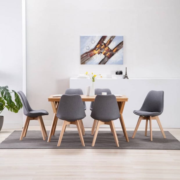 Dining Chairs 6 Pcs Light Grey Fabric Image 2