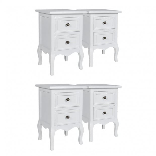 Nightstands 4 Pcs With 2 Drawers Mdf White