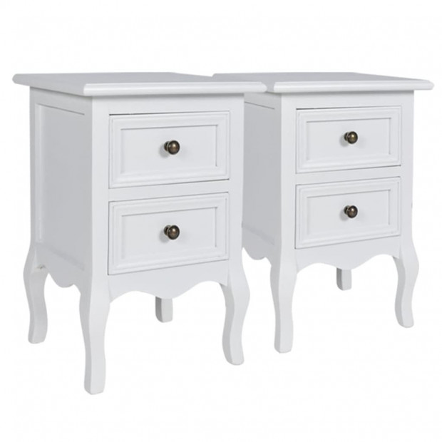 Nightstands 4 Pcs With 2 Drawers Mdf White Image 4