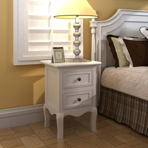 Nightstands 4 Pcs With 2 Drawers Mdf White Image 2