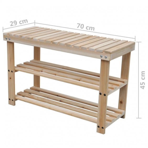 2-in-1 Shoe Rack With Bench Top 2 Pcs Solid Wood Image 4
