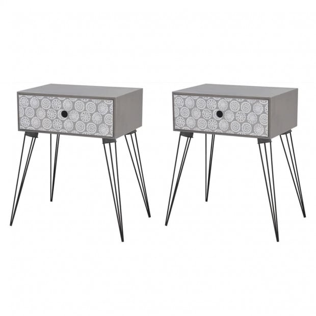 Nightstands With Drawer 2 Pcs Grey