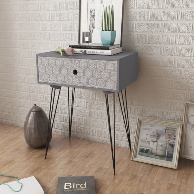 Nightstands With Drawer 2 Pcs Grey Image 2