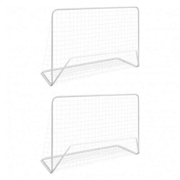 Football Goals 2 Pcs With Nets 182x61x122 Cm Steel White