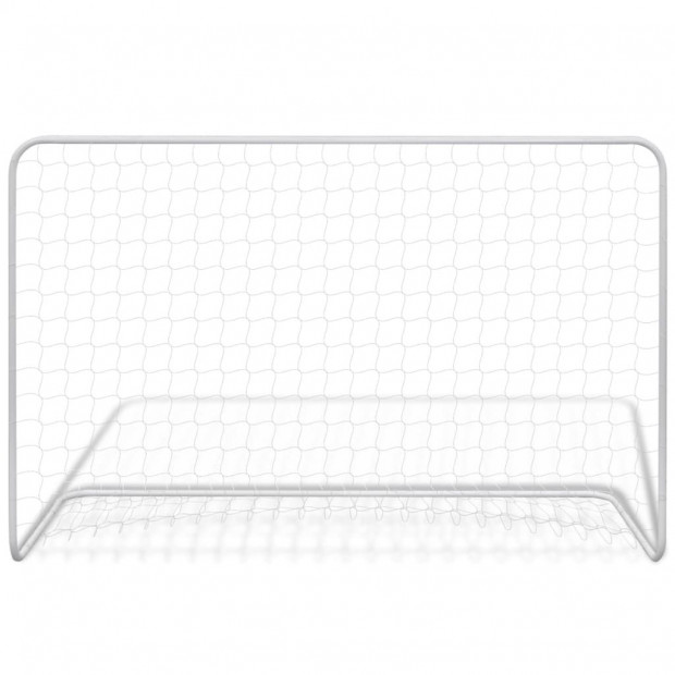 Football Goals 2 Pcs With Nets 182x61x122 Cm Steel White Image 3