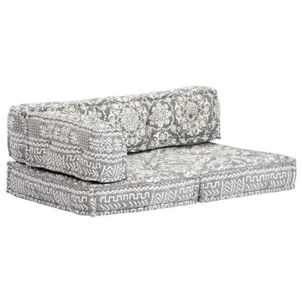 Pouffe Light Grey Fabric Image 11