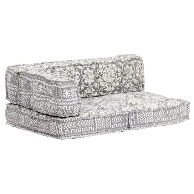 Pouffe Light Grey Fabric Image 8