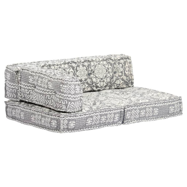 Pouffe Light Grey Fabric Image 9