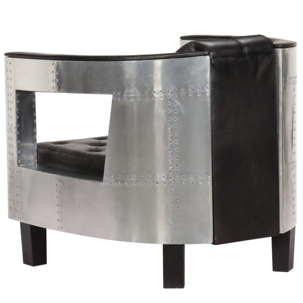 Aviator Armchair Black Real Leather Image 4